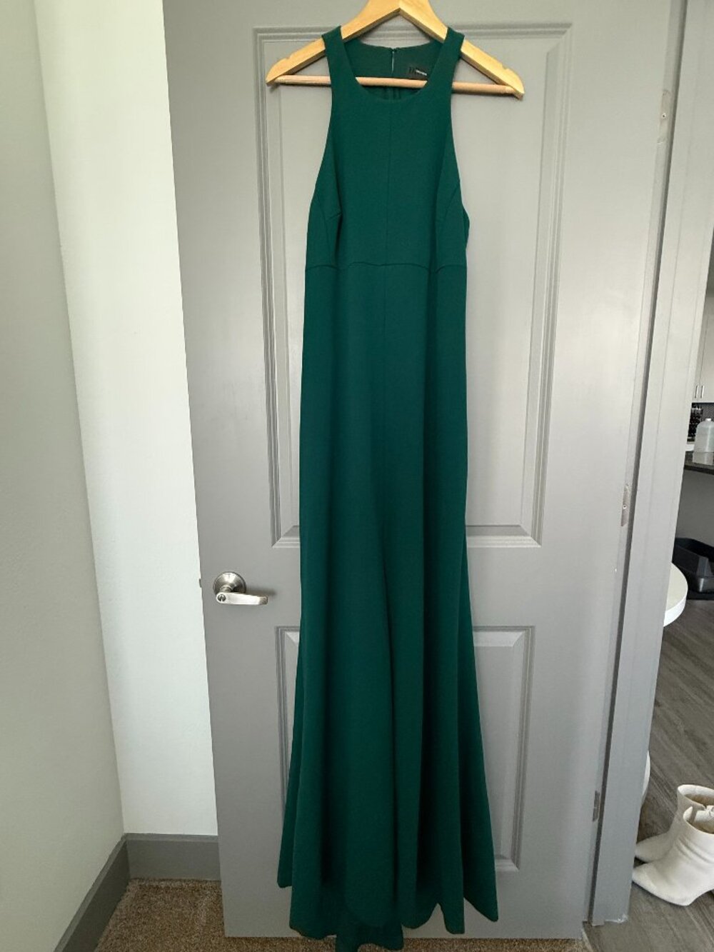 Vera Wang Emerald Green High Neck Evening Gown Maxi Dress Size 14